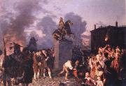 Johannes Adam  Oertel Pulling Down the Statue of King George III France oil painting reproduction